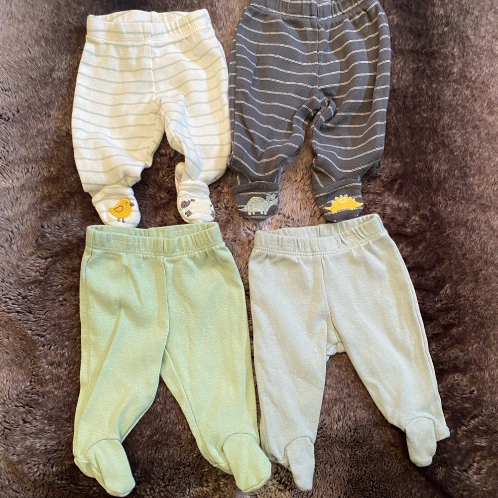 SOLD! Carters Premature Baby Footsie Pant Bundle Unisex Preemie Neutral Color